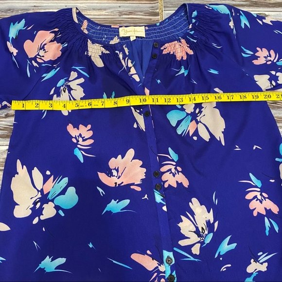 Yumi Kim Floral Printed Smocked Button Down Blouse - Picture 7 of 8